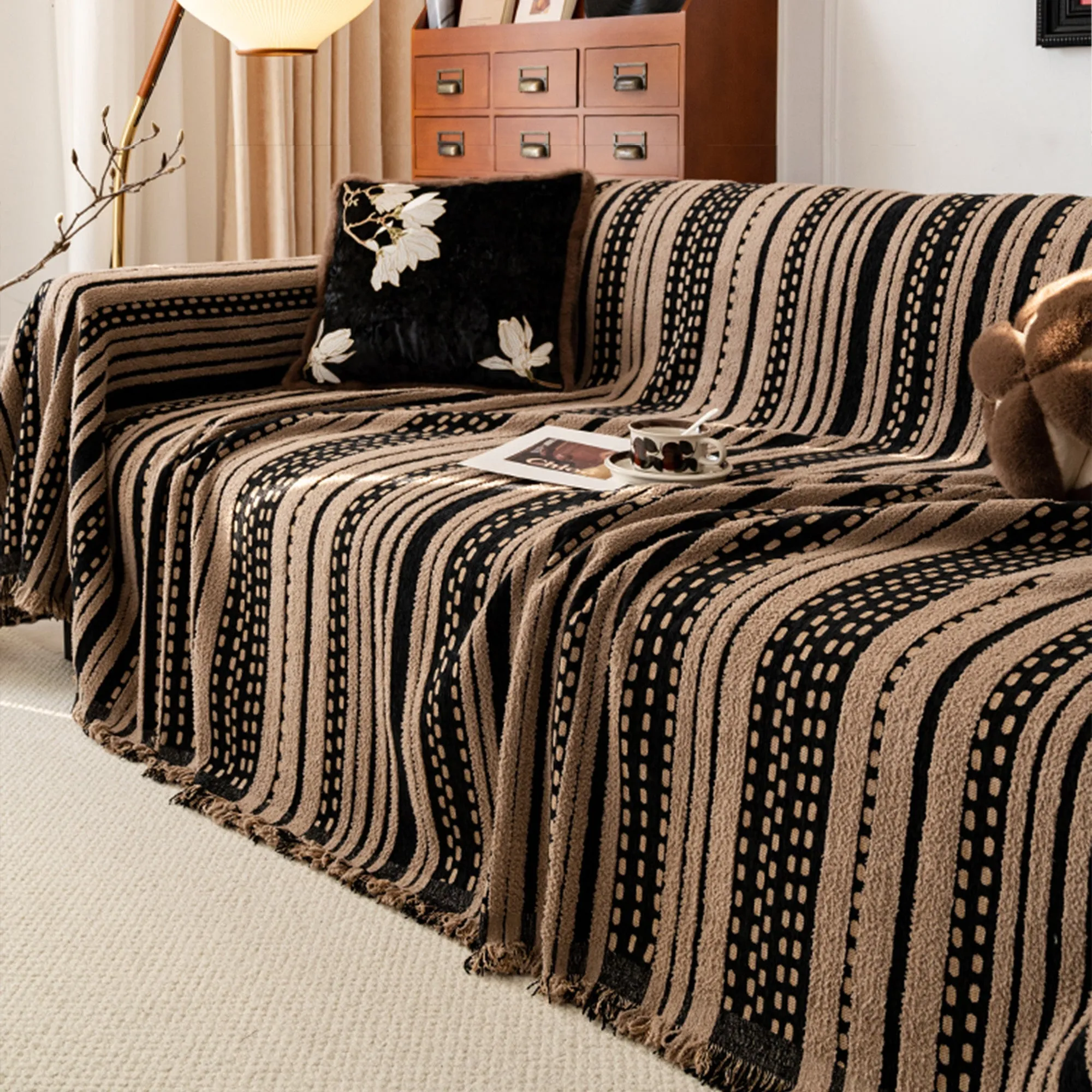 Metro Stripe Chenille Sofa Cover