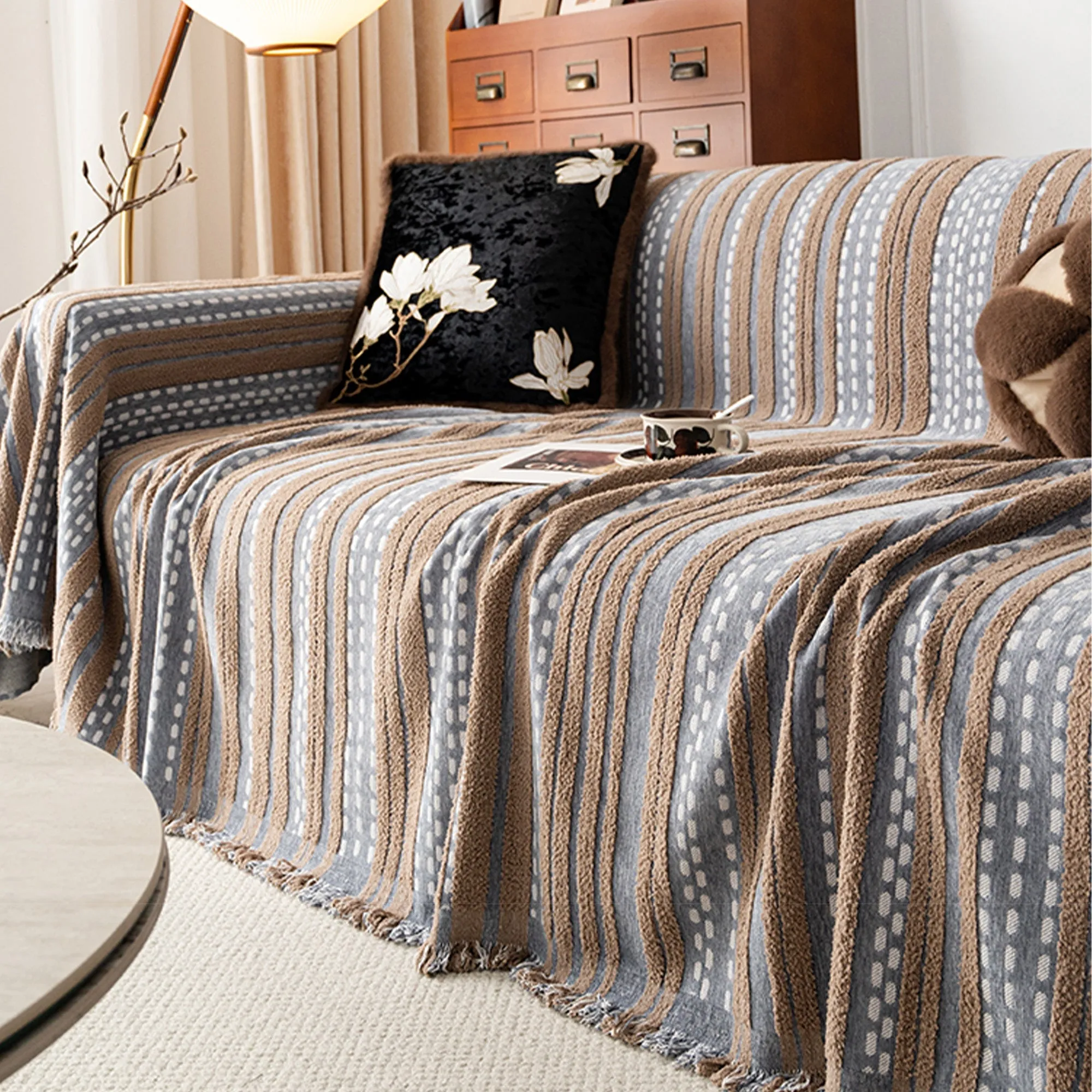 Metro Stripe Chenille Sofa Cover