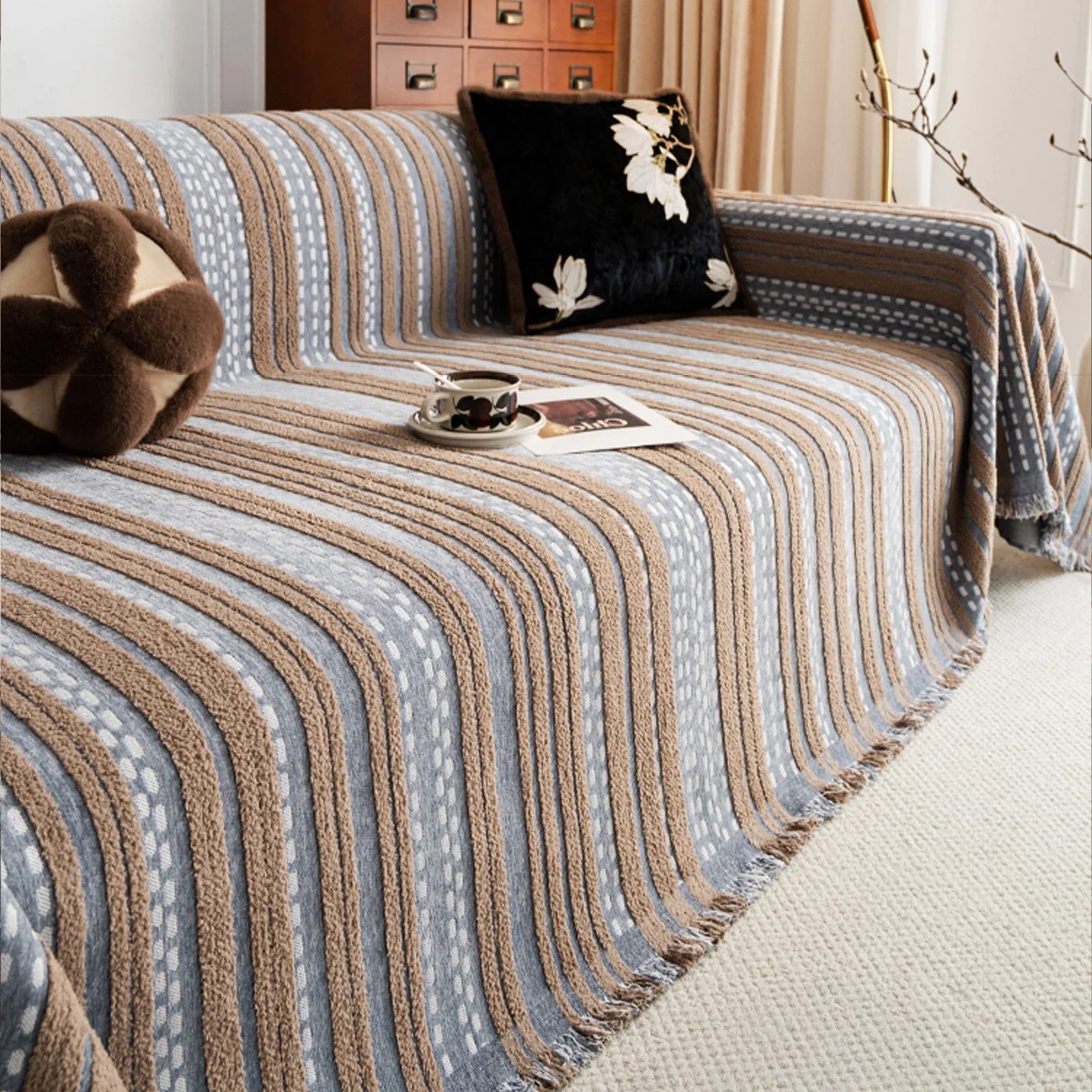 Metro Stripe Chenille Sofa Cover
