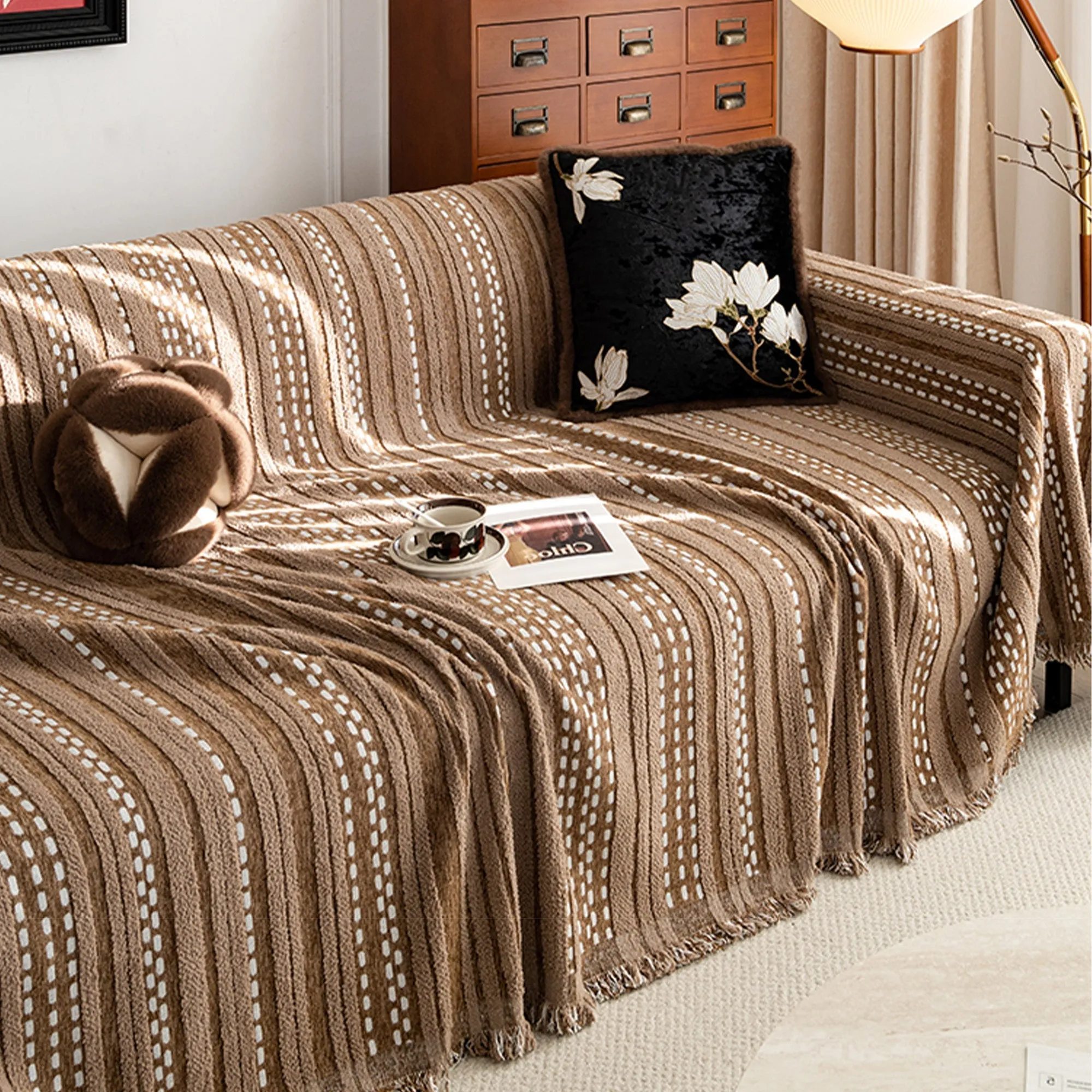 Metro Stripe Chenille Sofa Cover
