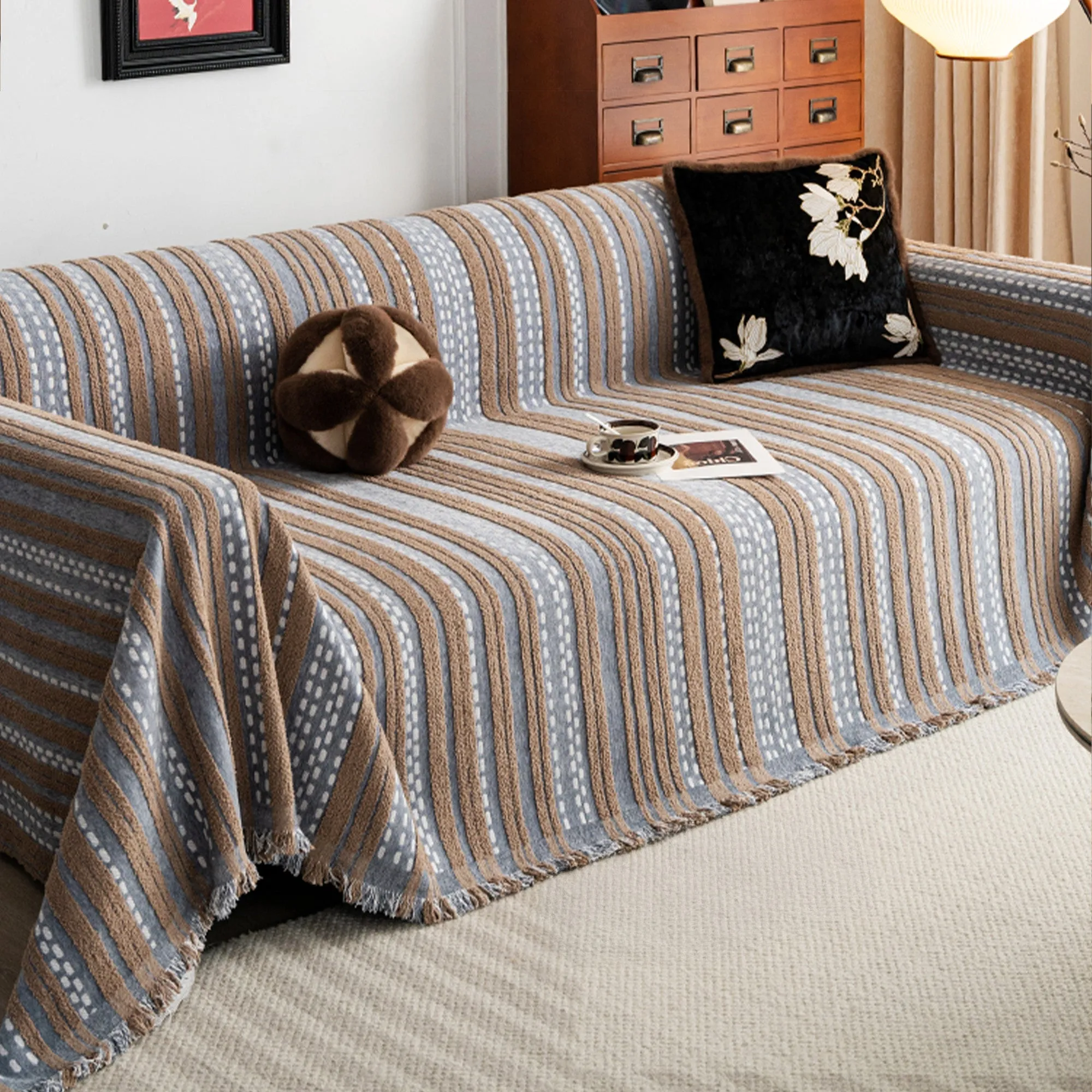 Metro Stripe Chenille Sofa Cover