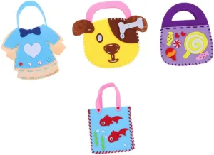Milisten 4 Pack Boys and Girls Tote Bag Making Material Non-Woven Bag DIY Kit Educational Toy Fashion Craft