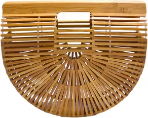 Miuco Womens Bamboo Handbag Handmade Large Tote Bag Straw Beach Bags Beach Purse