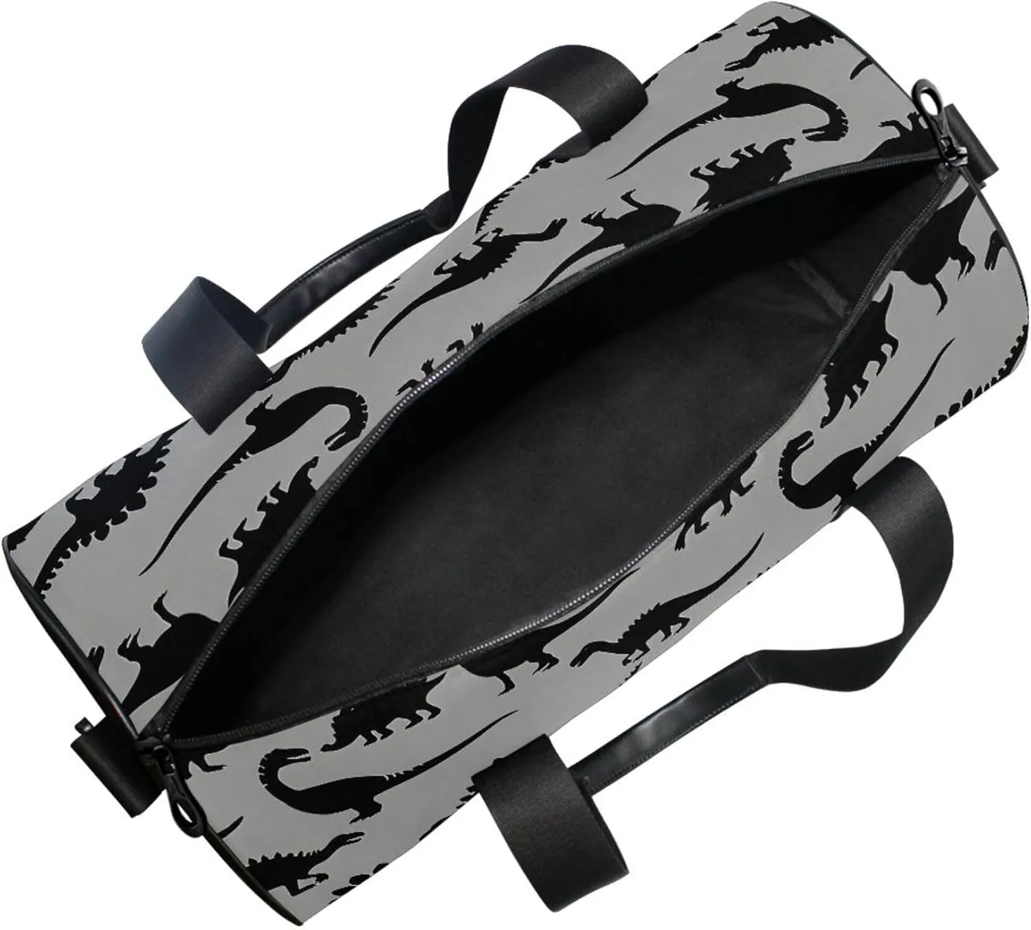 MNSRUU Sports Duffel Bags, Black Dinosaur Silhouettes Athletic Gym Bag Overnight Workout Travel Tote Luggage for Men Women Yoga