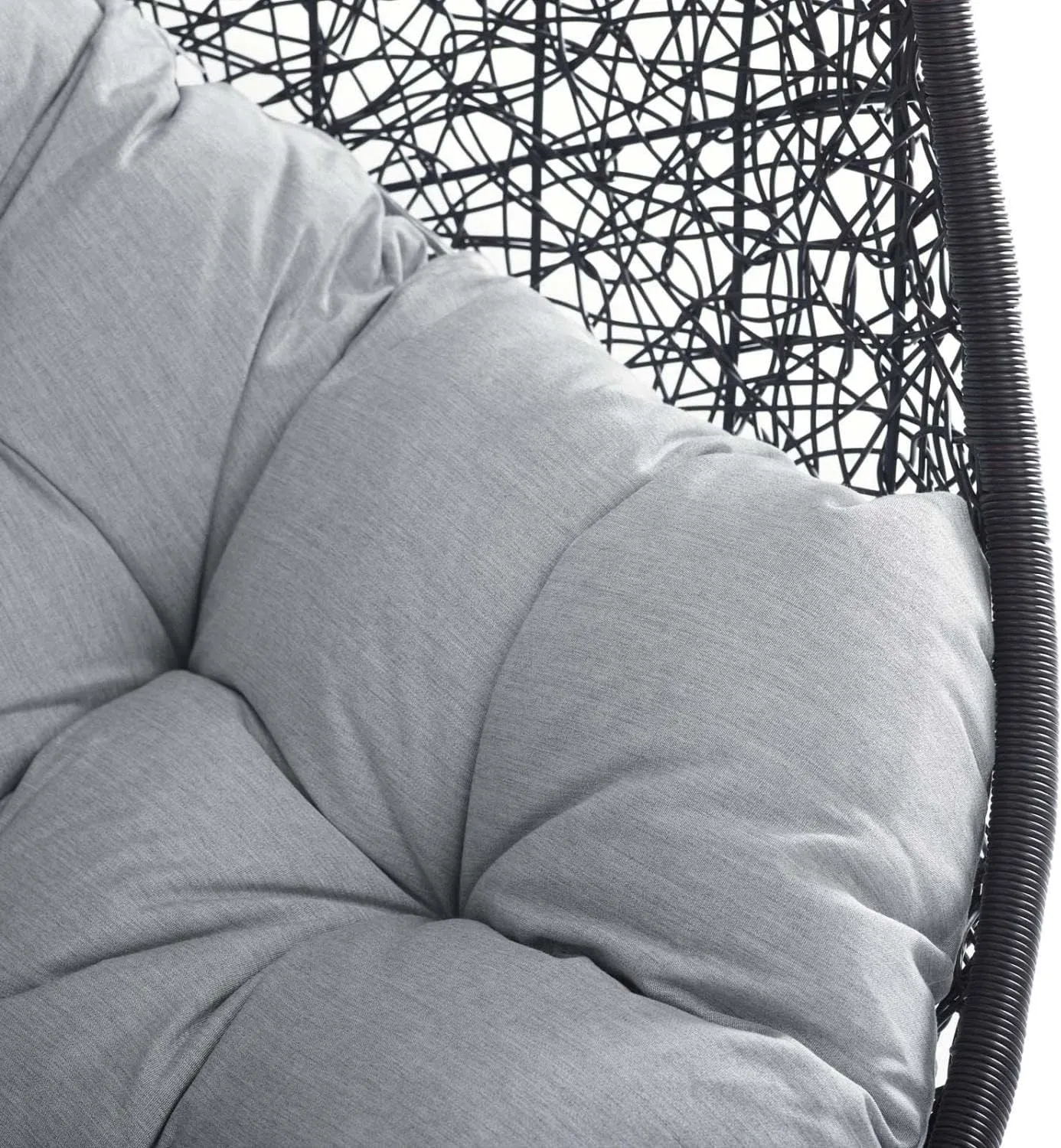 Modway EEI-3943-BLK-GRY Encase Wicker Rattan Outdoor Patio Porch Lounge Sunbrella Egg Swing Chair with Stand in Black Gray