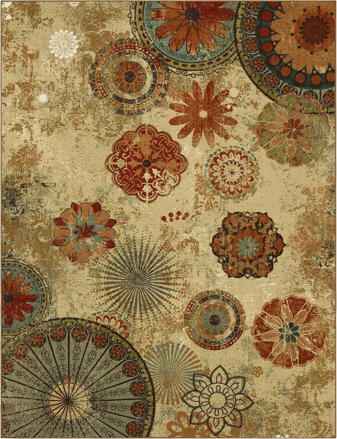 Mohawk Home Alexa Ornamental Floral Medallion 7' 6" x 10' Area Rug - Perfect for Living Room, Dining Room, Office