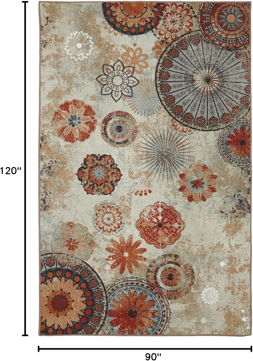 Mohawk Home Alexa Ornamental Floral Medallion 7' 6" x 10' Area Rug - Perfect for Living Room, Dining Room, Office