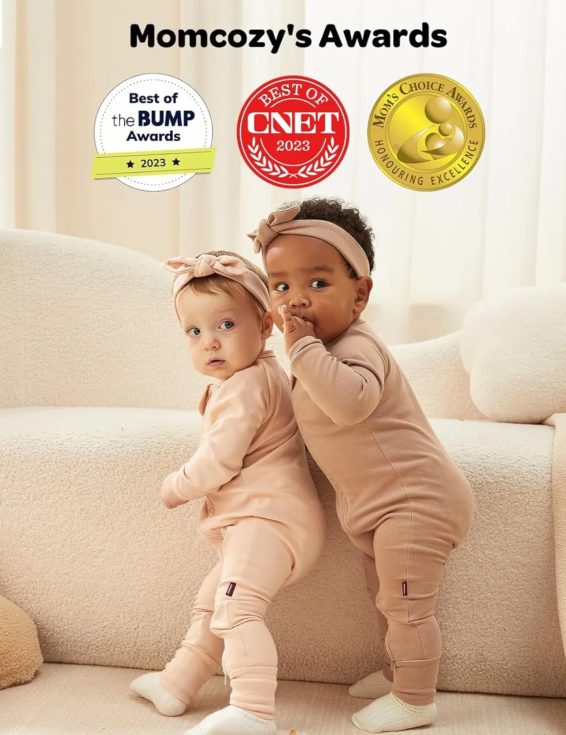 Momcozy Boy Girl Baby Pajamas Onesie, 0-24 M Temp-Sensing 2-Way Zipper Cotton & Viscose Derived from Bamboo Newborn Sleepers