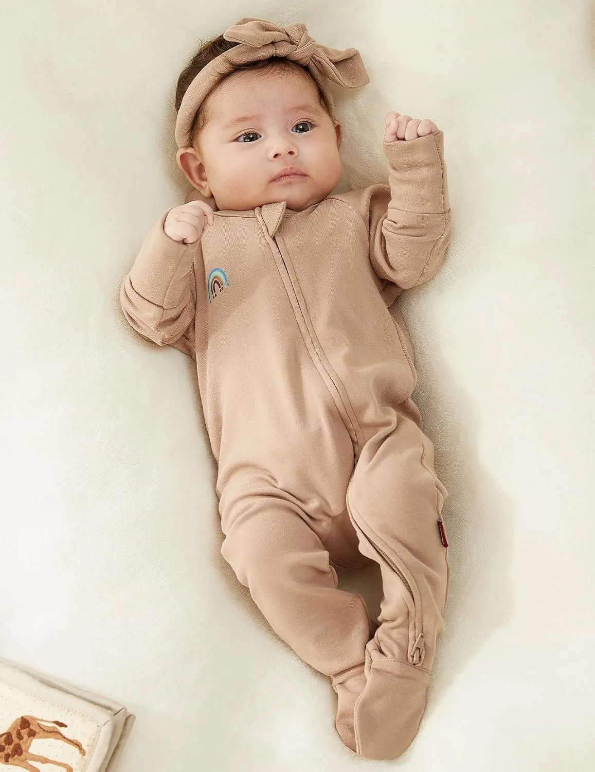 Momcozy Boy Girl Baby Pajamas Onesie, 0-24 M Temp-Sensing 2-Way Zipper Cotton & Viscose Derived from Bamboo Newborn Sleepers