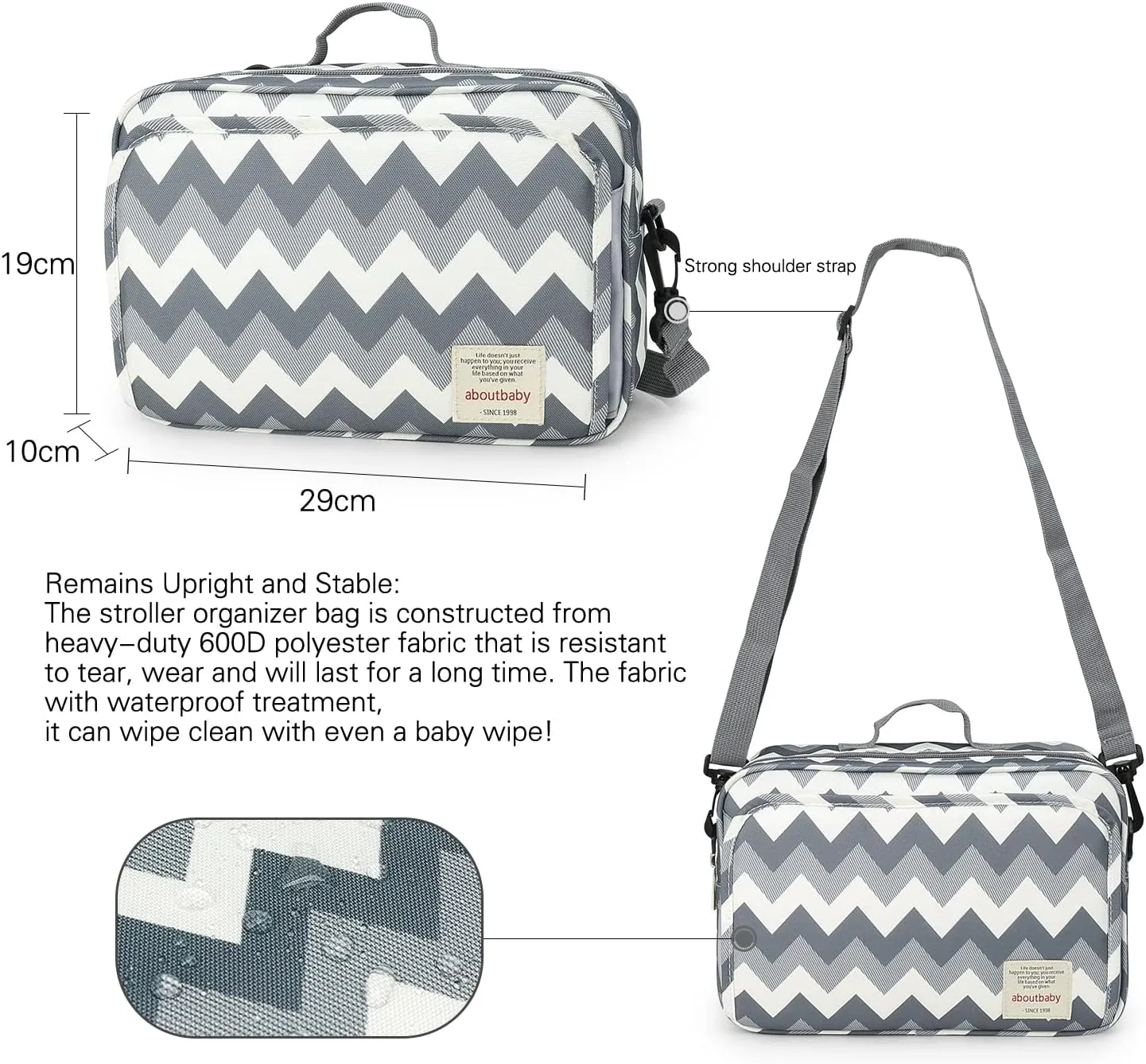 MOMIGO Baby Diaper Caddy Bag - Diaper Caddy Tote Baby Stroller Bag Nursery Storage Bin for Diapers, Wipes & Toys Mini Diaper Bag for Outdoor (Grey Wave)