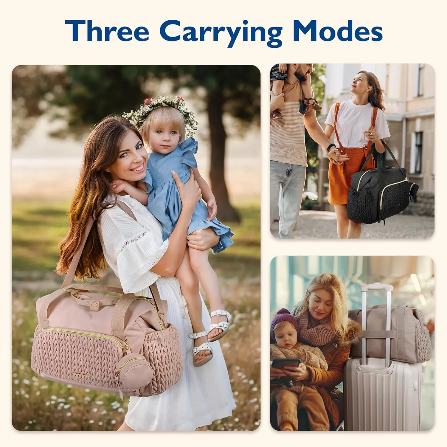 mommore Diaper Bag Tote, Large Capacity Travel Diaper bags, Hospital Bag for Labor Delivery, Baby Bag with Pacifier Case