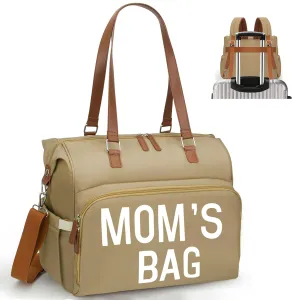Mom‘s Diaper Bag 4 in 1 Diaper Baby Tote, Hospital Bag for Labor & Delivery, Large Waterproof Baby Travel Weekender with 3 Insulated Pockets, Khaki