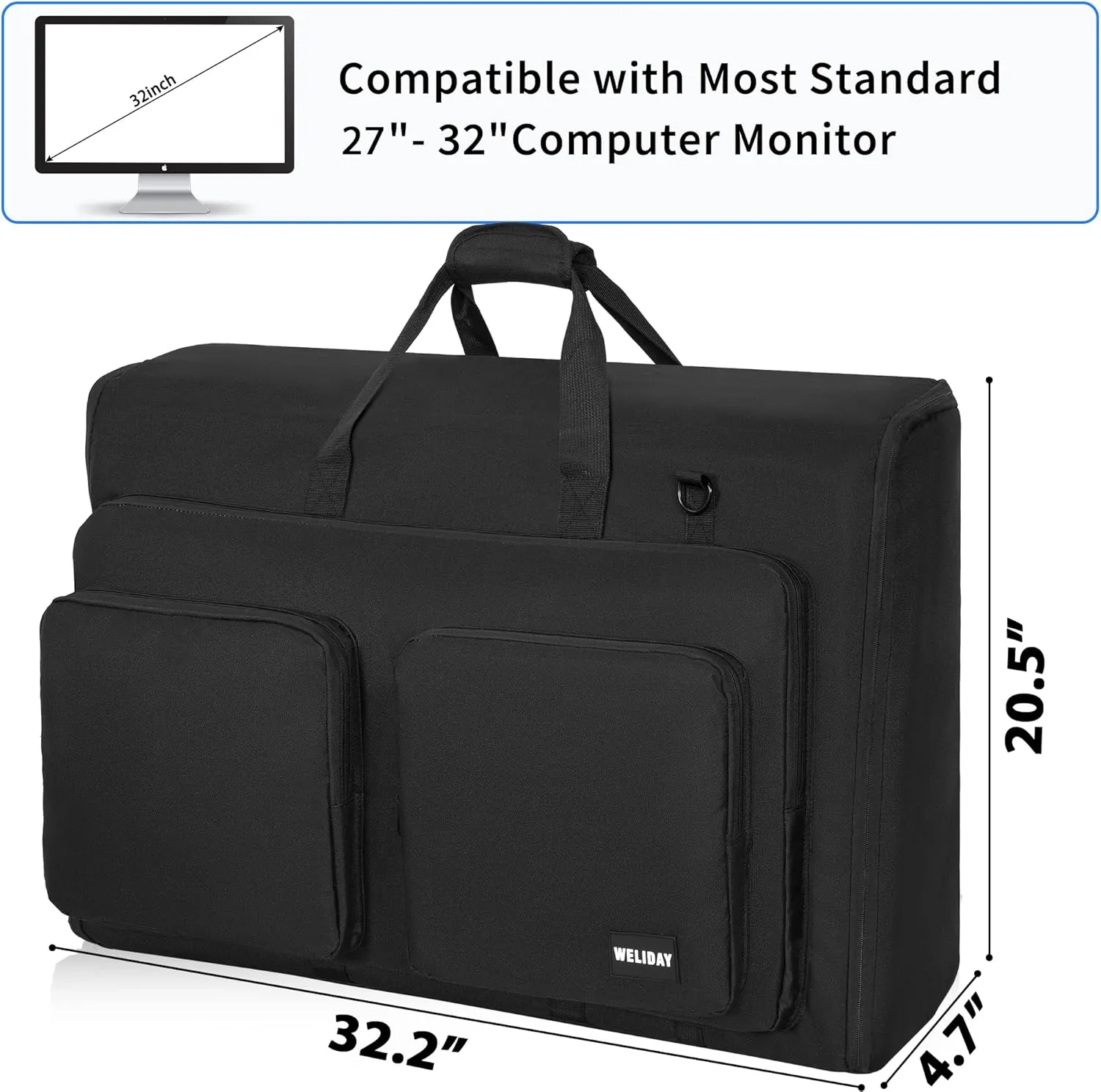 Monitor Carrying Case Carry for Transporting Screens, Monitors and TVs Between 27"- 32"