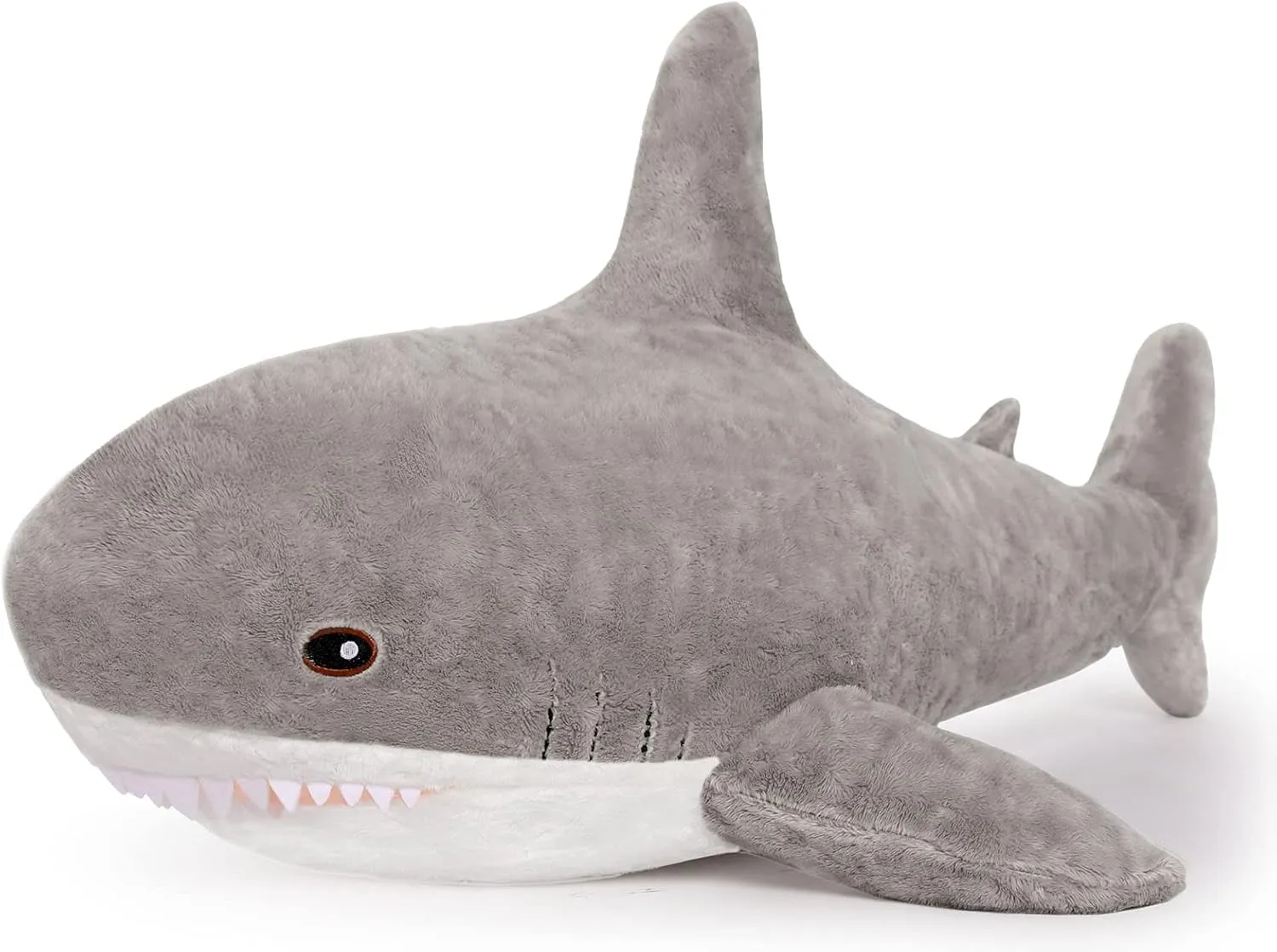 MorisMos Large Shark Stuffed Animal Cute, Giant Stuffed Shark Plush for Kids, 32in Big Stuffed Shark Toys for Birthday, Christmas, Gray