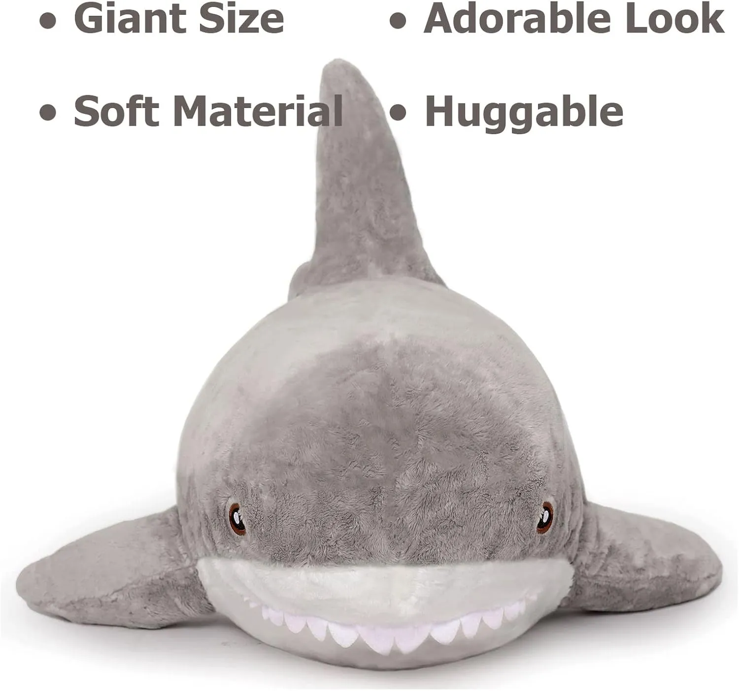 MorisMos Large Shark Stuffed Animal Cute, Giant Stuffed Shark Plush for Kids, 32in Big Stuffed Shark Toys for Birthday, Christmas, Gray