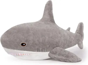 MorisMos Large Shark Stuffed Animal Cute, Giant Stuffed Shark Plush for Kids, 32in Big Stuffed Shark Toys for Birthday, Christmas, Gray