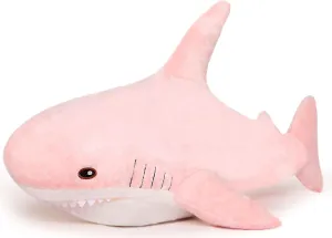 MorisMos Pink Shark Plush Toy, 40in Stuffed Animal, Giant Shark Stuffed Toy for Kids, Cuddly Plush, Birthday, Christmas Gift