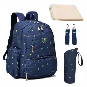 Motherly Stylish Babies Diaper Bags for Mothers with 1 Bottle Bag   1 Diaper Changing Mat   1 Set of Stroller Hooks (Blue Flower)