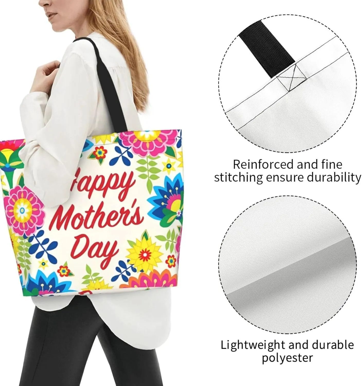 Mothers Day Tote bag Large Reusable Shoulder mom tote Bag Travel Bag With Inner Pocket MamaTote Bag Mothers gift
