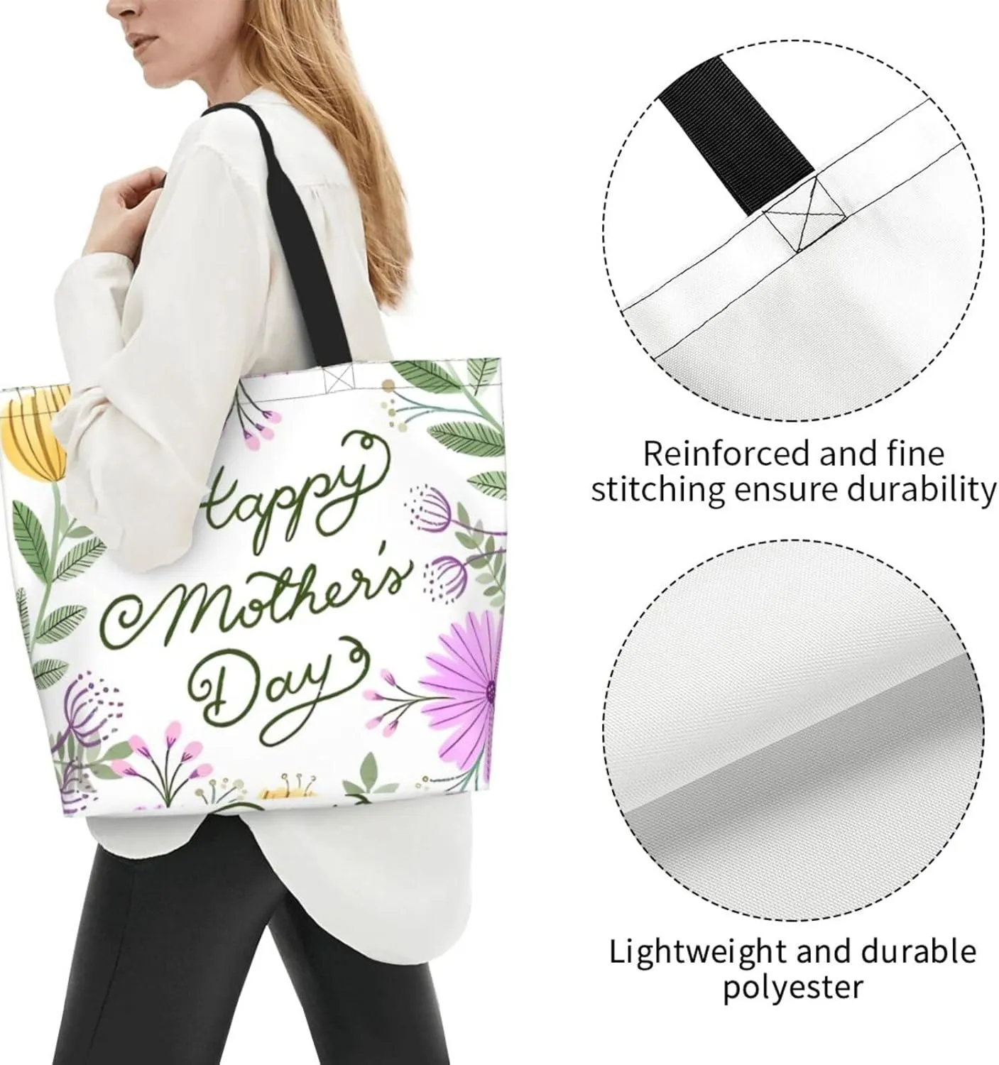 Mothers Day Tote bag Large Reusable Shoulder mom tote Bag Travel Bag With Inner Pocket MamaTote Bag Mothers gift
