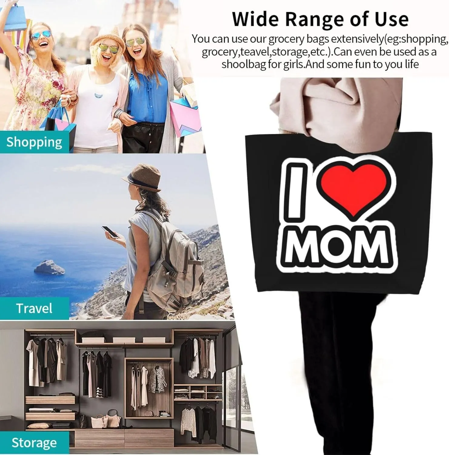 Mothers Day Tote bag Large Reusable Shoulder mom tote Bag Travel Bag With Inner Pocket MamaTote Bag Mothers gift