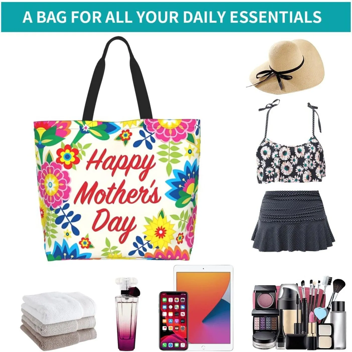 Mothers Day Tote bag Large Reusable Shoulder mom tote Bag Travel Bag With Inner Pocket MamaTote Bag Mothers gift