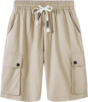 Msmsse Women's Cargo Hiking Shorts Soft Casual Lightweight Sports Knee Length Summer Shorts