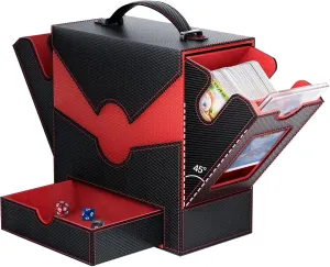 MTG Deck Box with 45° Quick Access, Fits 500  Single Sleeved Cards, 3-IN-1 Card Deck Box for Commander Display, Portable Deck Case Compatible for TCG, CCG, MTG Cards, Red