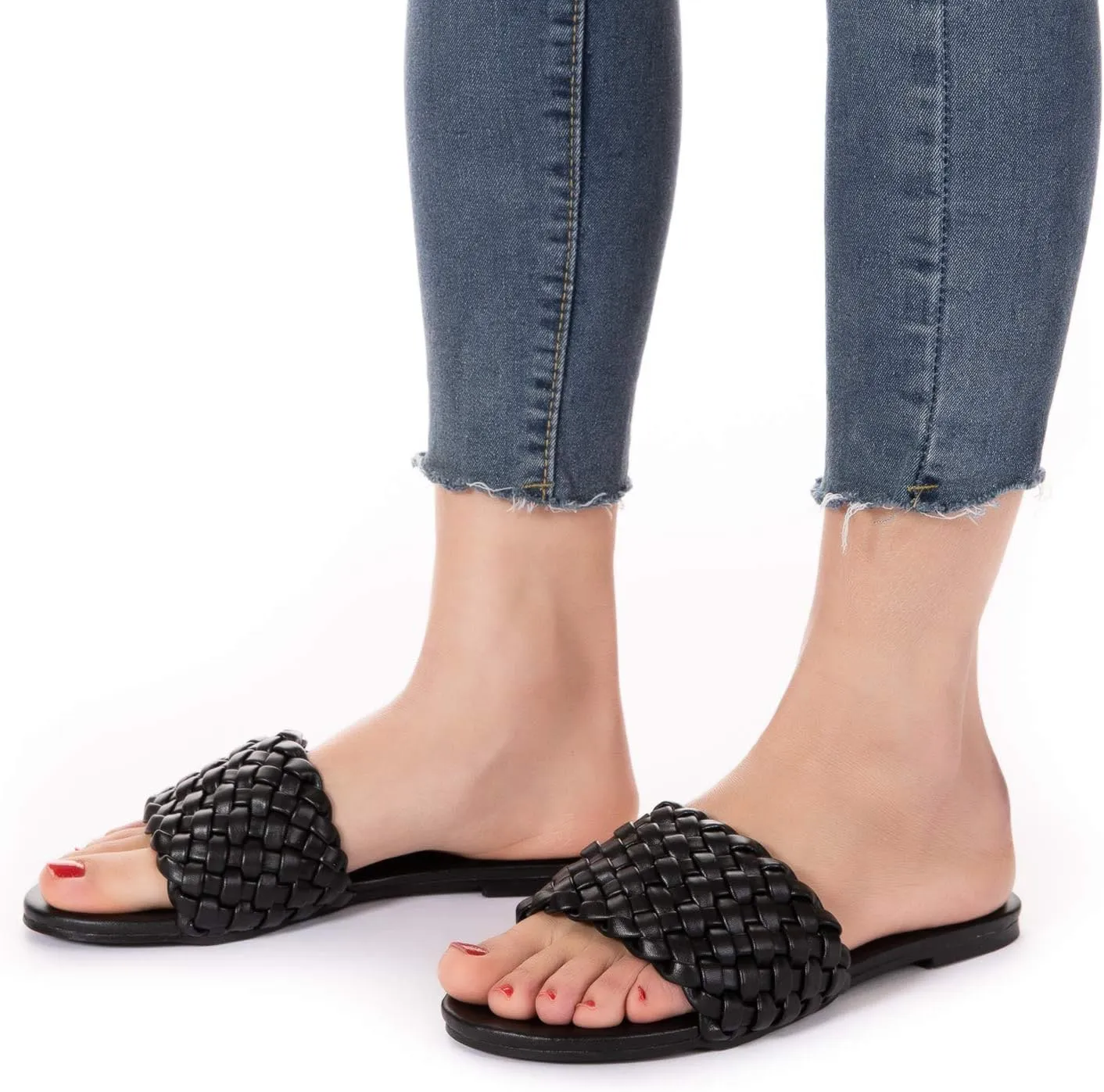 Mtzyoa Women Flat Sandals Braided Leather Nude Summer Dressy Fashion Evening Party Wedding Sandals
