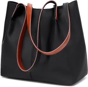 Multi-compartment Ladies Shoulder Bag Large Capacity Tote Bag Handbag for Elegant Women Black