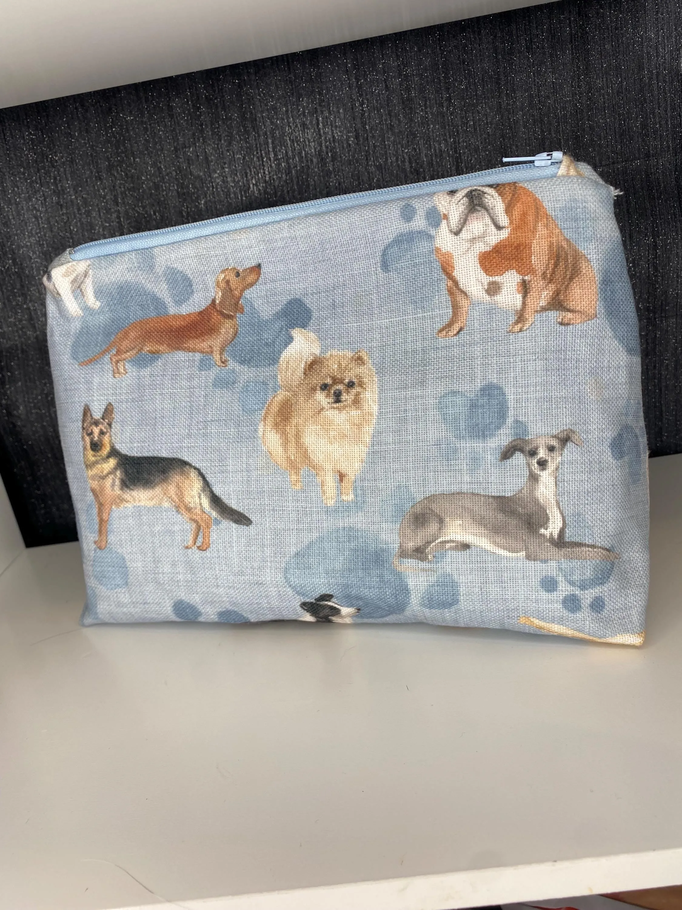 Multi dog print makeup zipped bag, accessories bag, wash bag, medicine bag, travel makeup bag, cosmetic pouch, toiletry bag, dog necessities