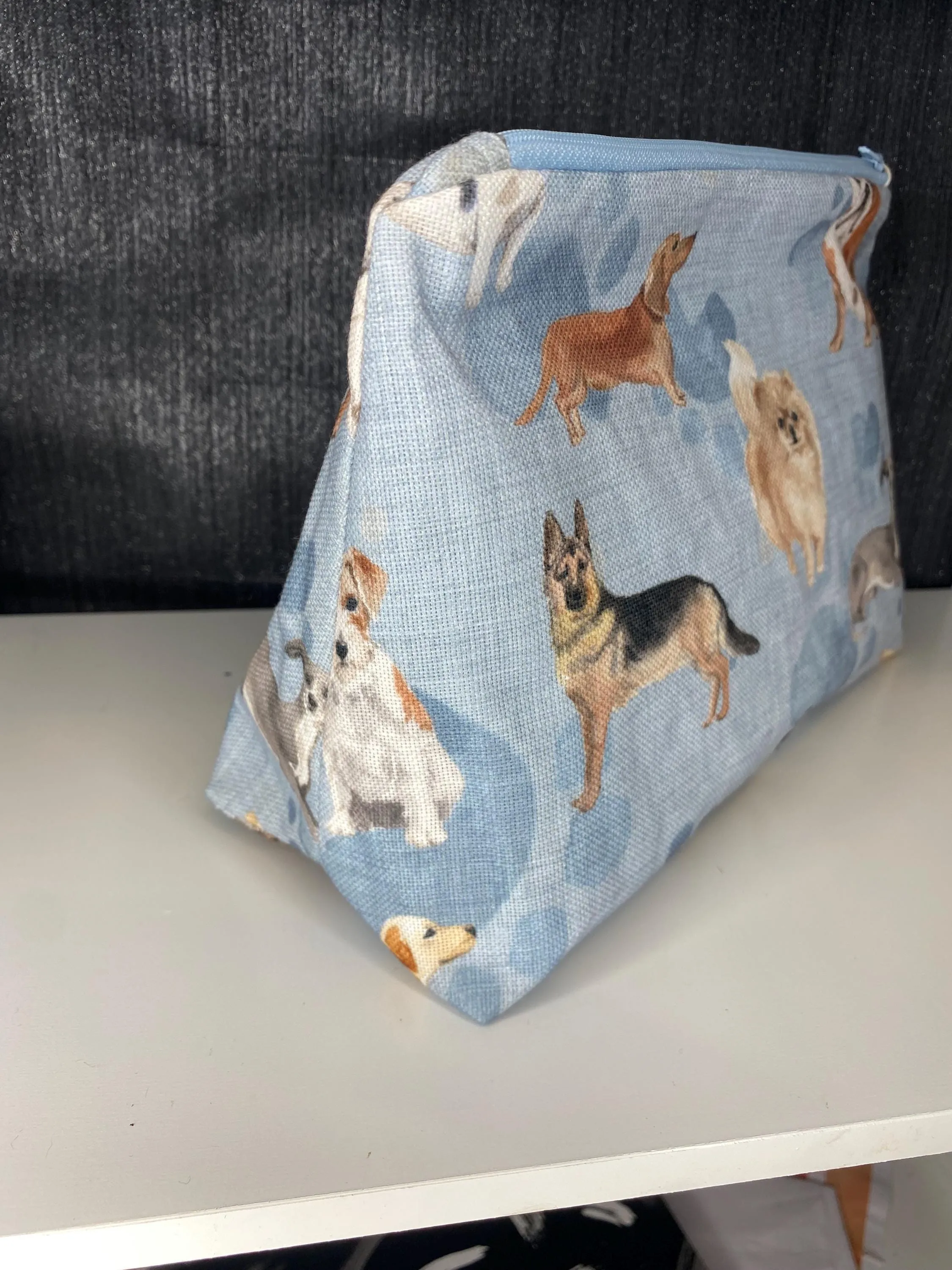 Multi dog print makeup zipped bag, accessories bag, wash bag, medicine bag, travel makeup bag, cosmetic pouch, toiletry bag, dog necessities