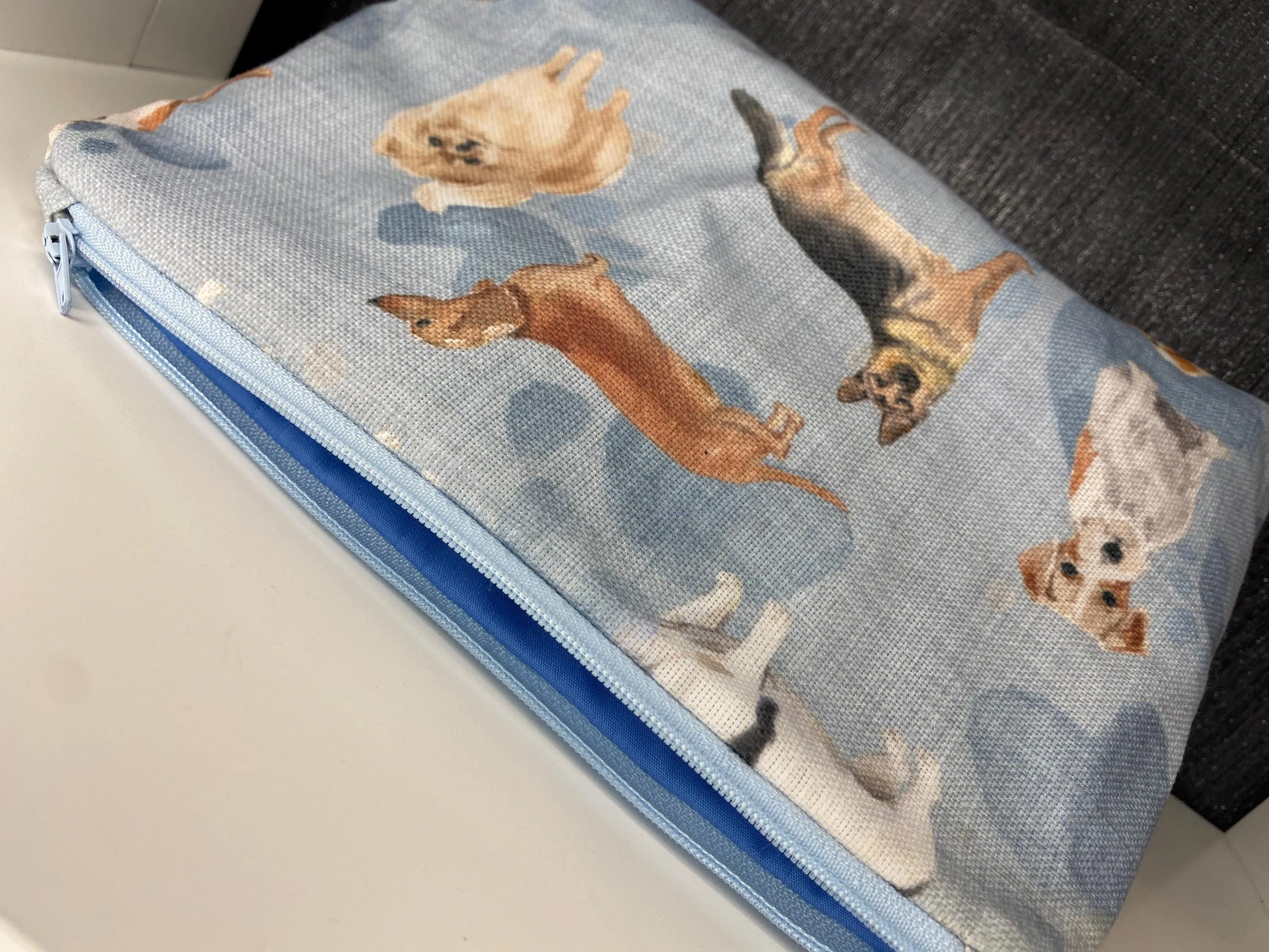 Multi dog print makeup zipped bag, accessories bag, wash bag, medicine bag, travel makeup bag, cosmetic pouch, toiletry bag, dog necessities