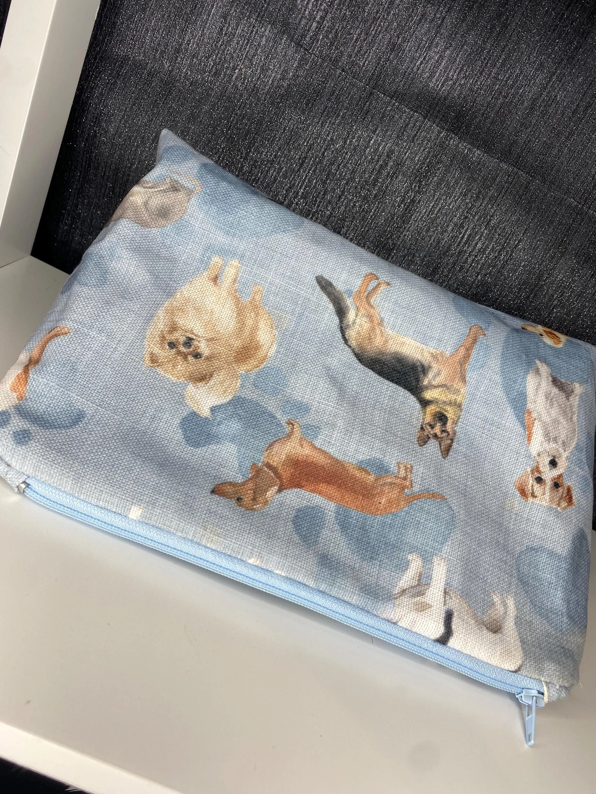 Multi dog print makeup zipped bag, accessories bag, wash bag, medicine bag, travel makeup bag, cosmetic pouch, toiletry bag, dog necessities