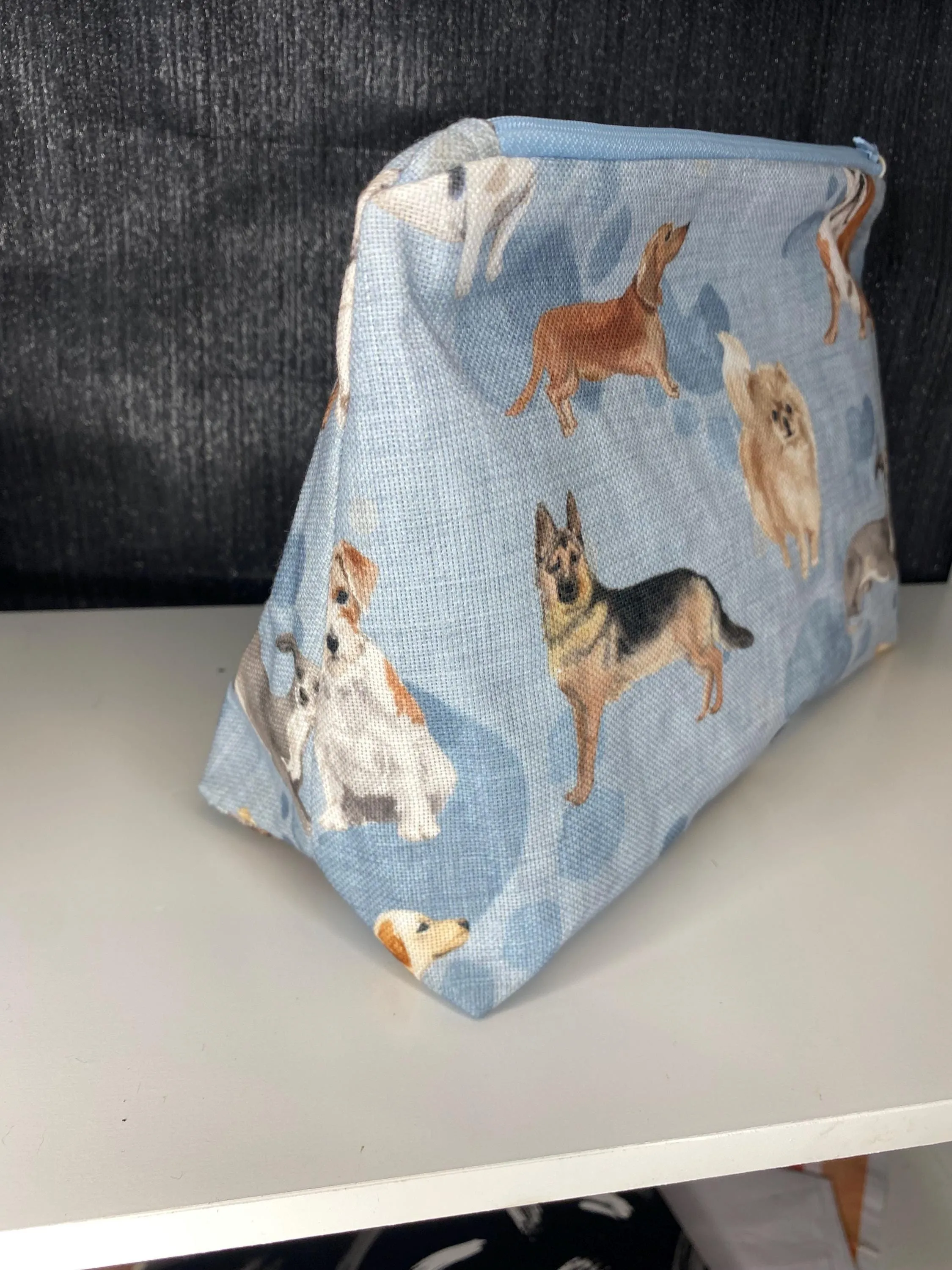 Multi dog print makeup zipped bag, accessories bag, wash bag, medicine bag, travel makeup bag, cosmetic pouch, toiletry bag, dog necessities
