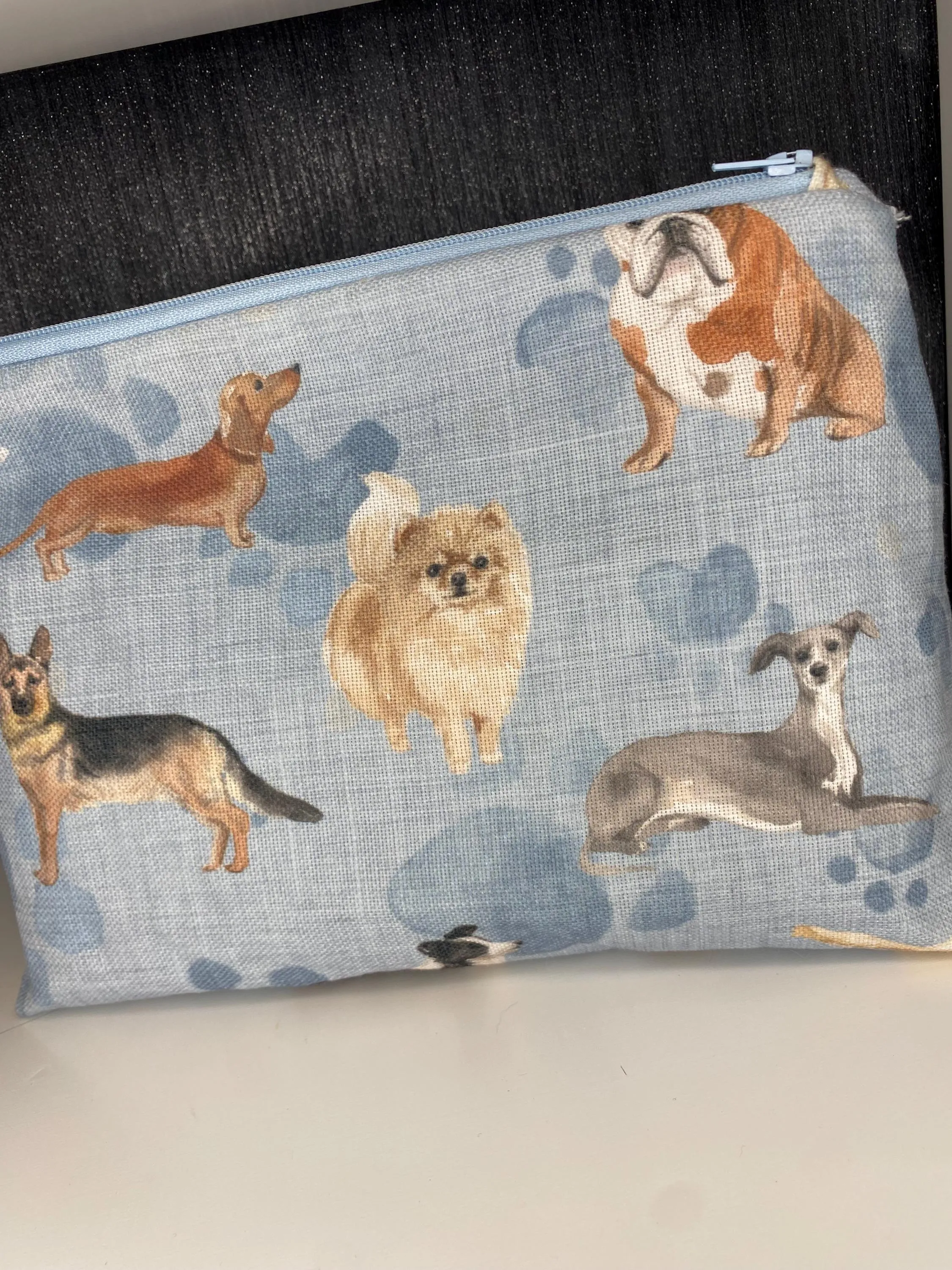 Multi dog print makeup zipped bag, accessories bag, wash bag, medicine bag, travel makeup bag, cosmetic pouch, toiletry bag, dog necessities
