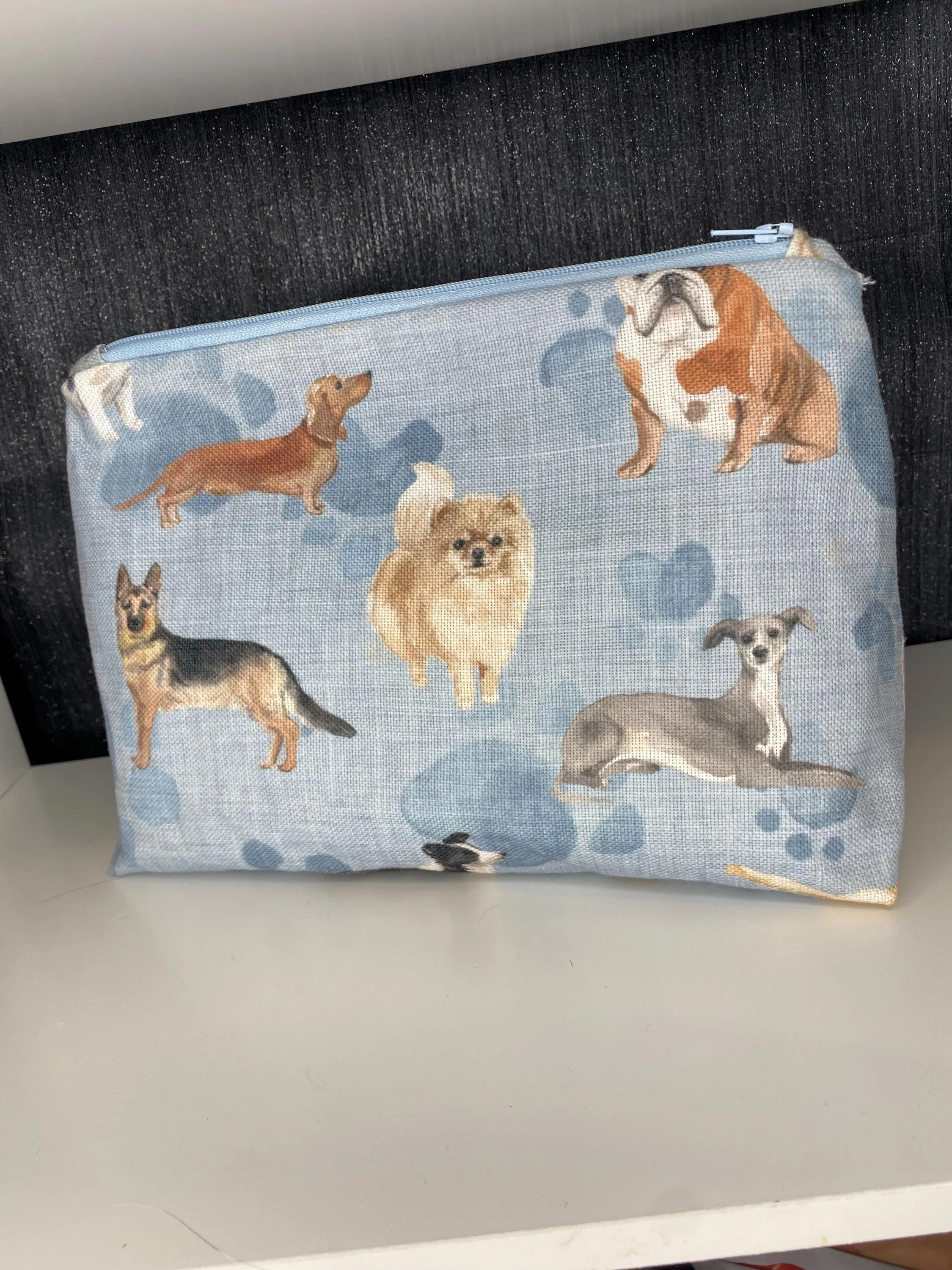 Multi dog print makeup zipped bag, accessories bag, wash bag, medicine bag, travel makeup bag, cosmetic pouch, toiletry bag, dog necessities