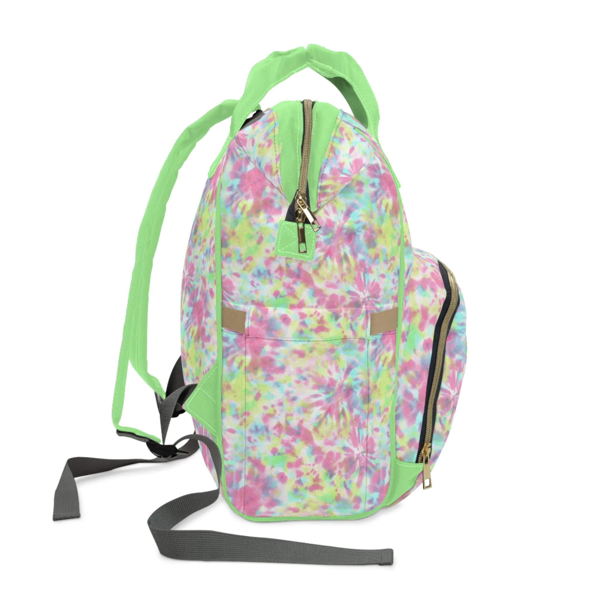 Multifunctional Tie-Dye Diaper Backpack - Lightweight Nylon Baby Bag with Adjustable Straps