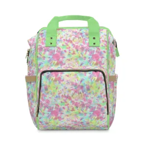 Multifunctional Tie-Dye Diaper Backpack - Lightweight Nylon Baby Bag with Adjustable Straps