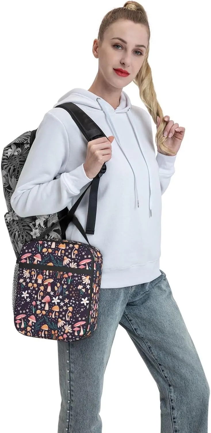 Mushroom Lunch Box Insulated Lunch Bag for Women Reusable Leakproof Cooler Portable Tote Lunchbox for Work Office Travel Picnic
