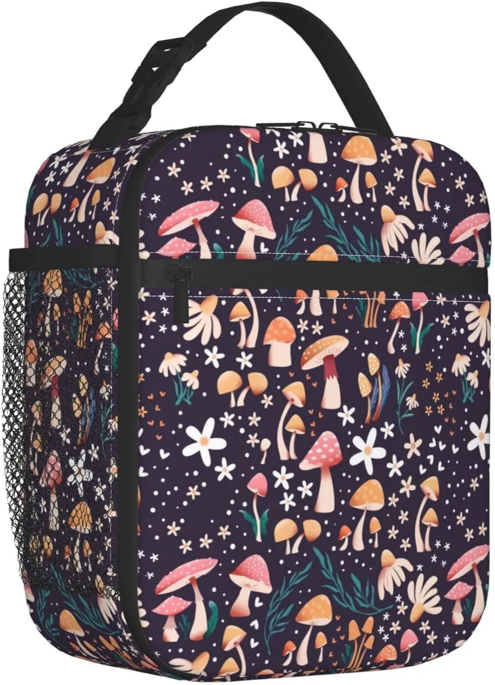 Mushroom Lunch Box Insulated Lunch Bag for Women Reusable Leakproof Cooler Portable Tote Lunchbox for Work Office Travel Picnic