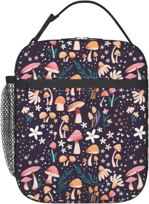Mushroom Lunch Box Insulated Lunch Bag for Women Reusable Leakproof Cooler Portable Tote Lunchbox for Work Office Travel Picnic