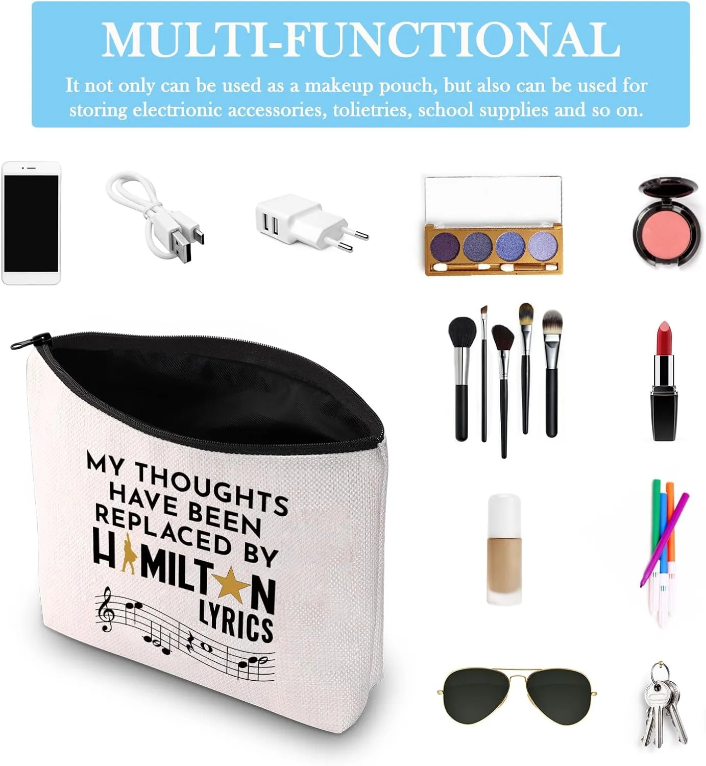 Musical Inspired Gift Musical Lyrics Gift Talk Less Smile More Travel Bag for Musical Lovers (LYRICS bag)