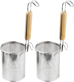 MyLifeUNIT Pasta Strainer, 2 Pack Stainless Steel Mesh Spider Strainer for Pasta, Noodle, Dumpling (4.54"D x 6.1"H)