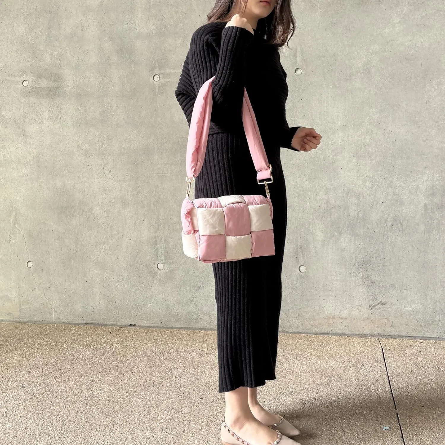 NAARIIAN Shoulder bags for women, Light-weight small puffer purses waterproof, hand-woven puffy bag crossbody handbag