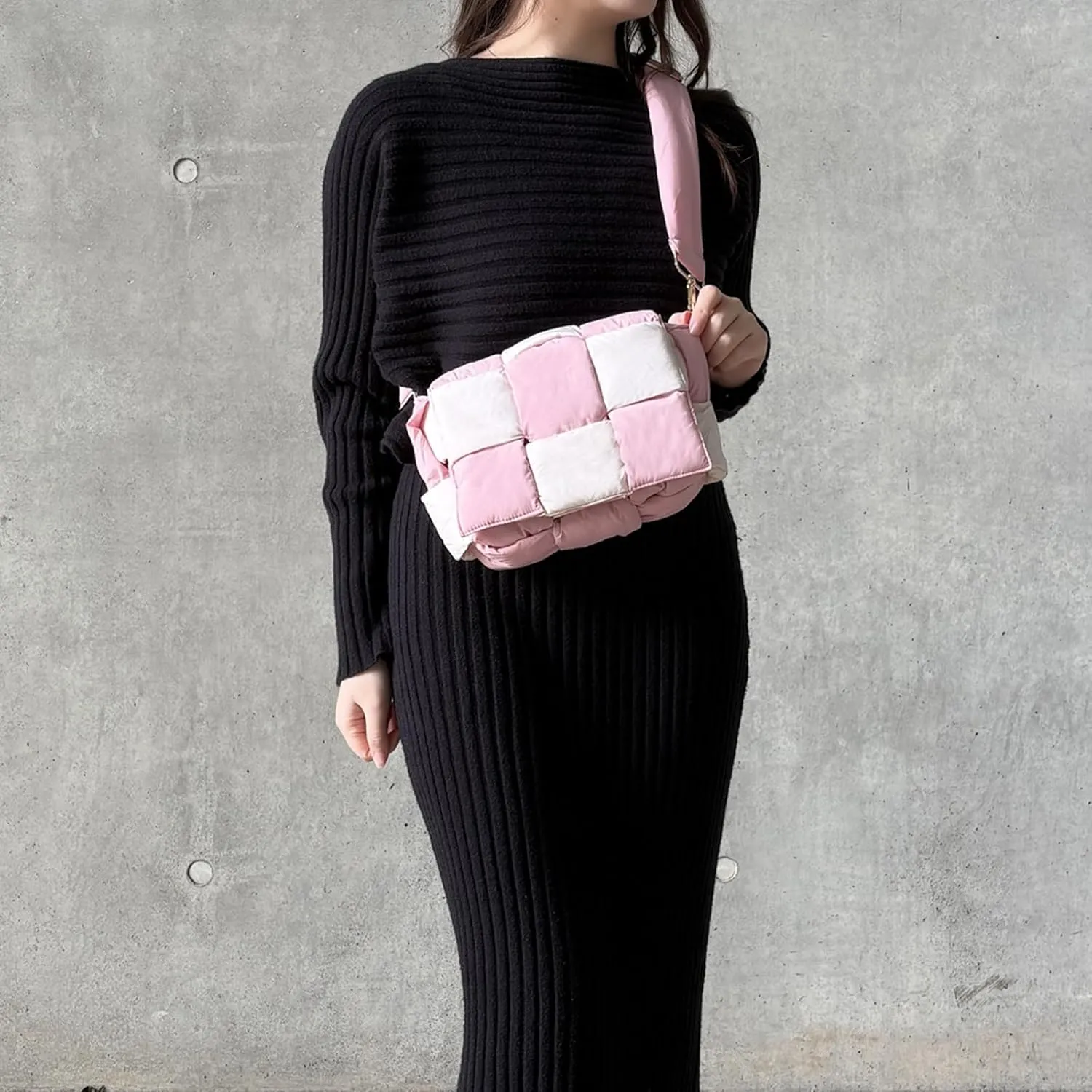 NAARIIAN Shoulder bags for women, Light-weight small puffer purses waterproof, hand-woven puffy bag crossbody handbag