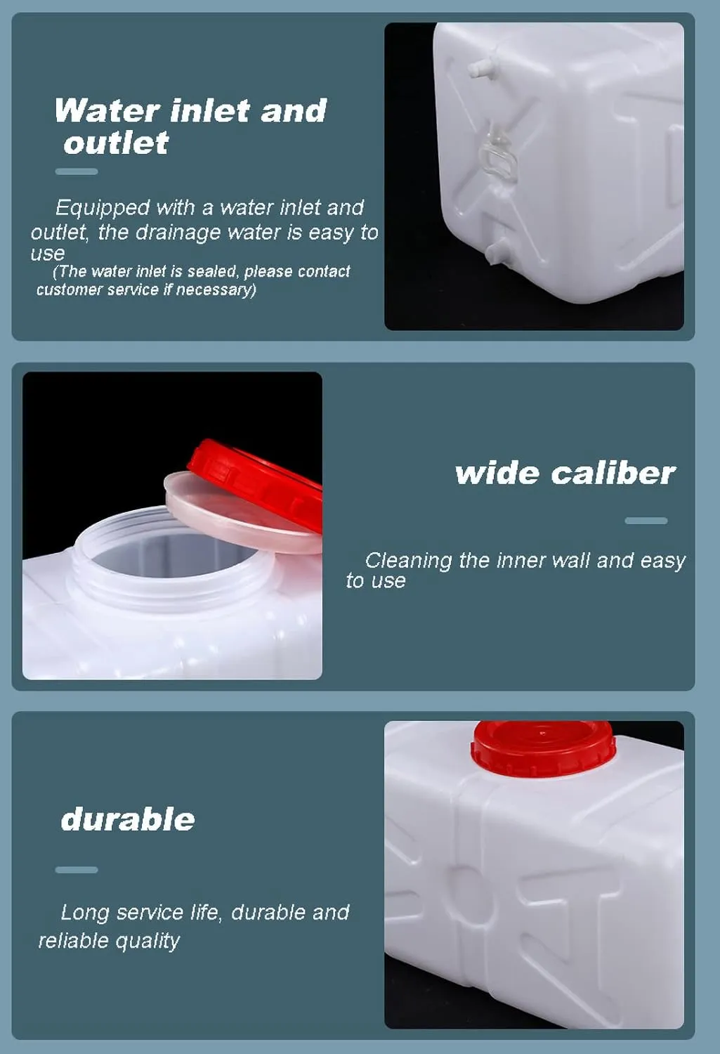 NAKAN Large Thickened HDPE Portable Camping Water Tank, Water Container, for Home, Car, Camping, Barbecue and Emergency Preparation, White(Color:110L)