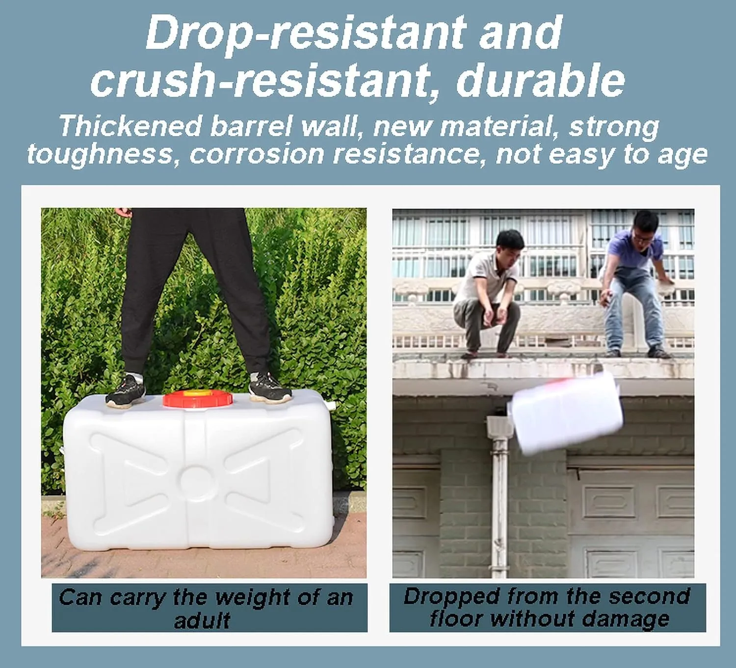 NAKAN Large Thickened HDPE Portable Camping Water Tank, Water Container, for Home, Car, Camping, Barbecue and Emergency Preparation, White(Color:110L)