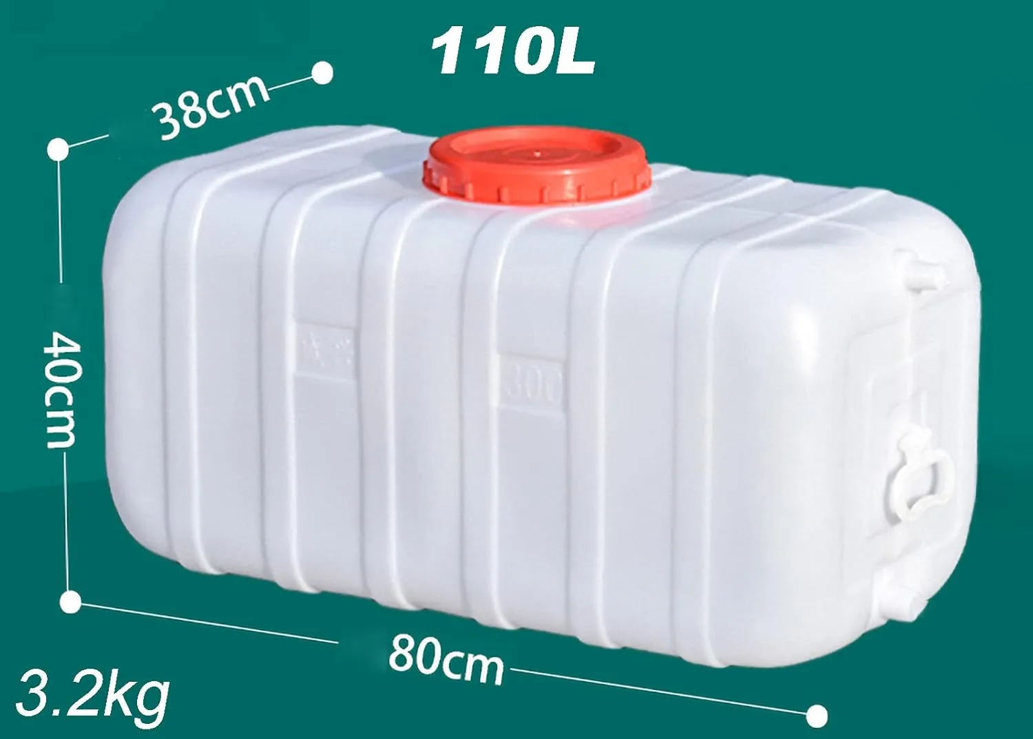 NAKAN Large Thickened HDPE Portable Camping Water Tank, Water Container, for Home, Car, Camping, Barbecue and Emergency Preparation, White(Color:110L)