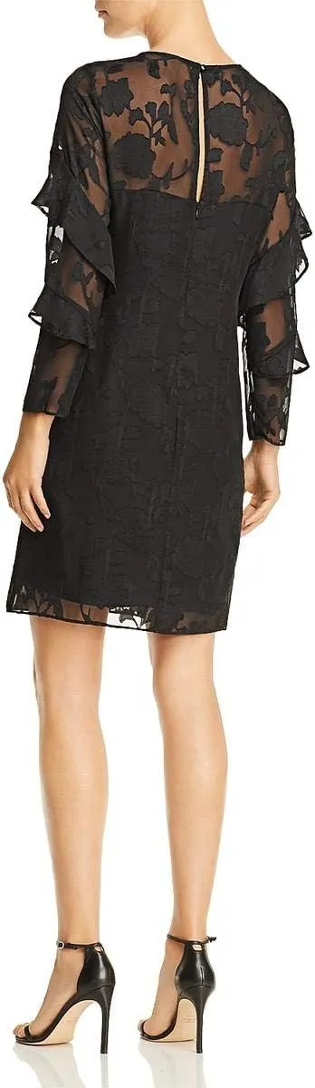 Nanette Nanette Lepore Women's Ls Clip Jacquard Shift Dress W/Ruffle Detail
